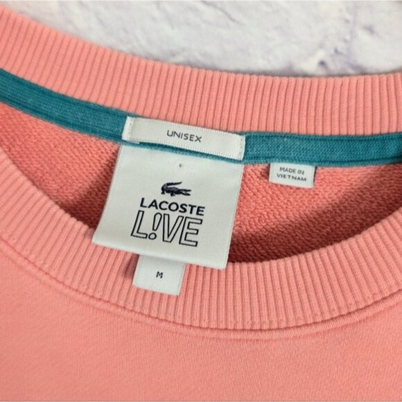 Lacoste Live Retro Tennis Sweatshirt M Peach Pink Embroidered 80s 90s Preppy - Picture 5 of 7